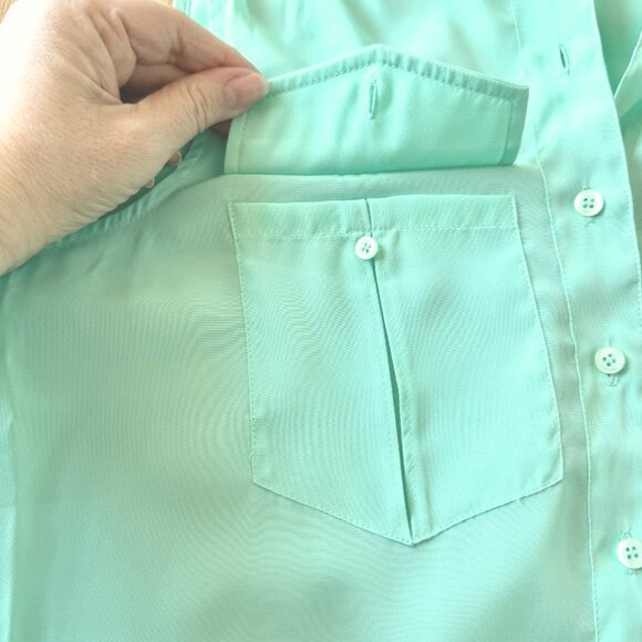 J Crew Factory Mint Green Sleeveless Shirt Blouse Size 00 Button Down Front - Picture 11 of 12